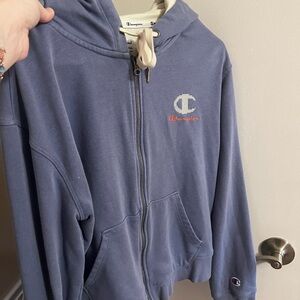 Champion Hoodie Jacket in Blue and White